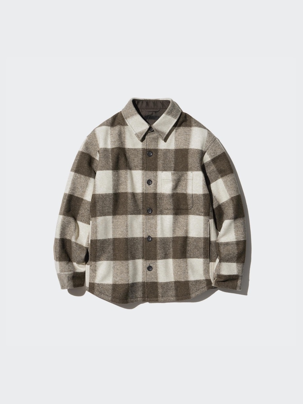 Uniqlo Men's Brown & Cream Checked Over Shirt Jacket & Coat
